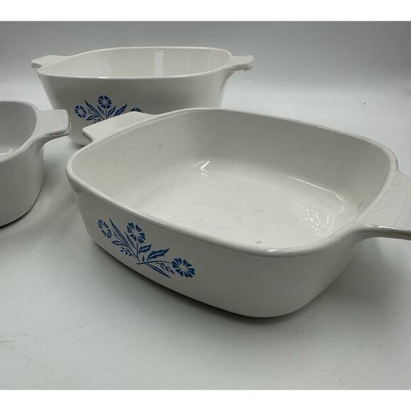 Set of 3 Corning Ware 1 & 1.5 Qt Blue Cornflower Casserole Dish NO LID - Picture 2 of 4